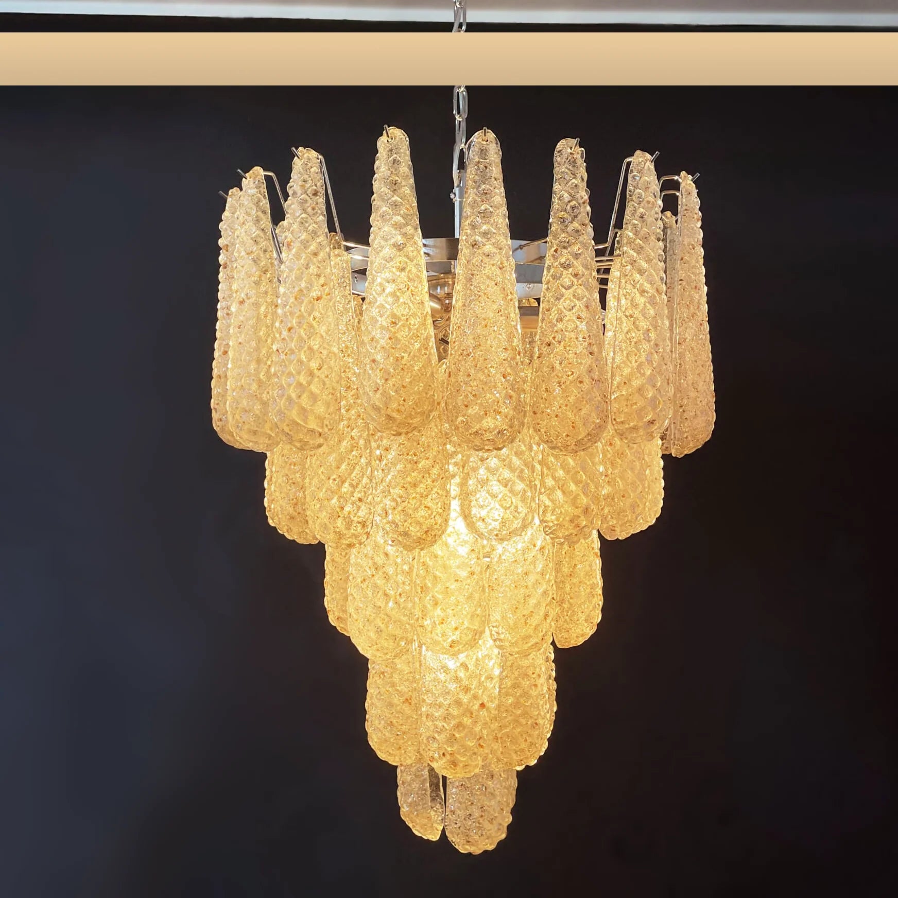 Vintage Amber Murano Glass Petals Drop Chandelier - Nuvé