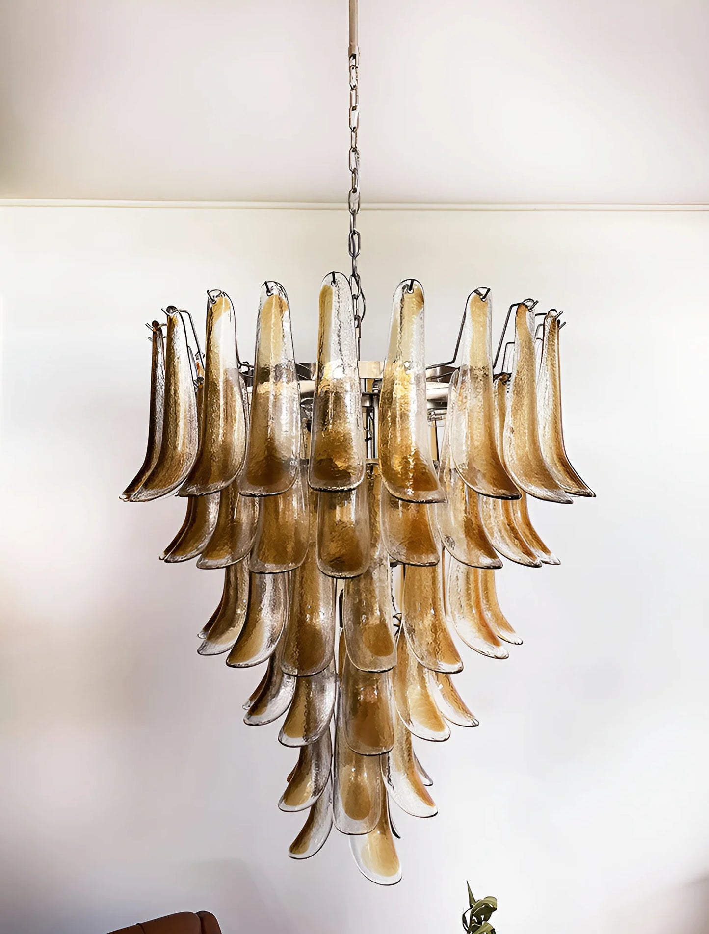 Murano Amber Glass Petals Chandelier - Nuvé