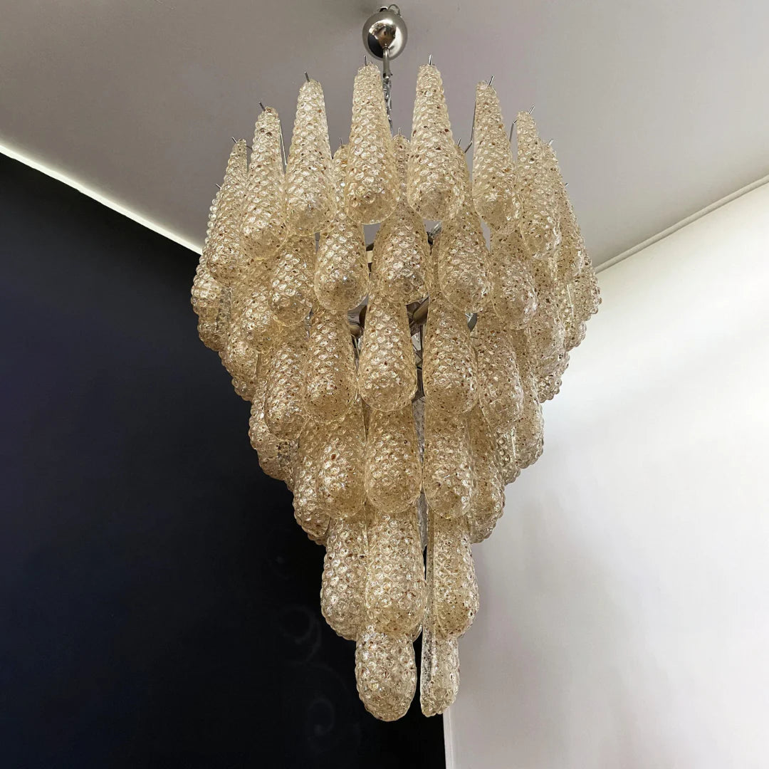 Vintage Amber Murano Glass Petals Drop Chandelier - Nuvé