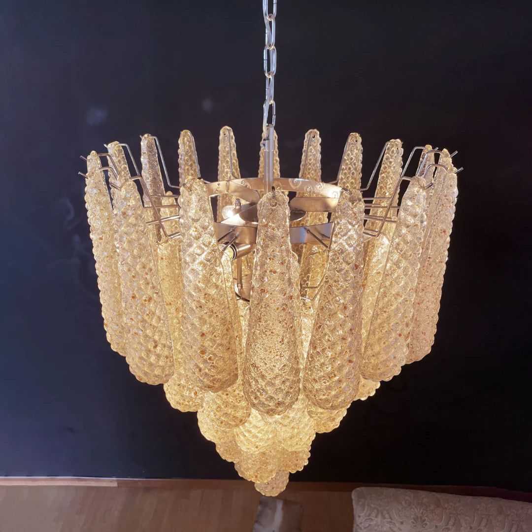 Vintage Amber Murano Glass Petals Drop Chandelier - Nuvé