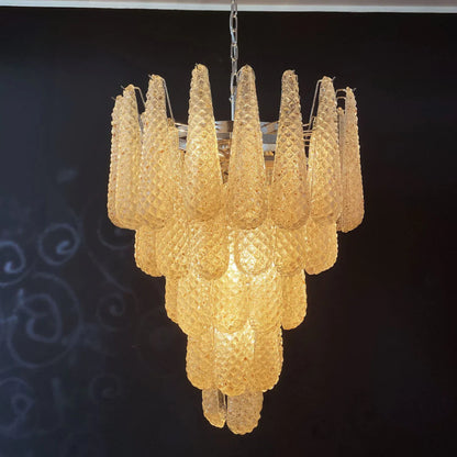 Vintage Amber Murano Glass Petals Drop Chandelier - Nuvé