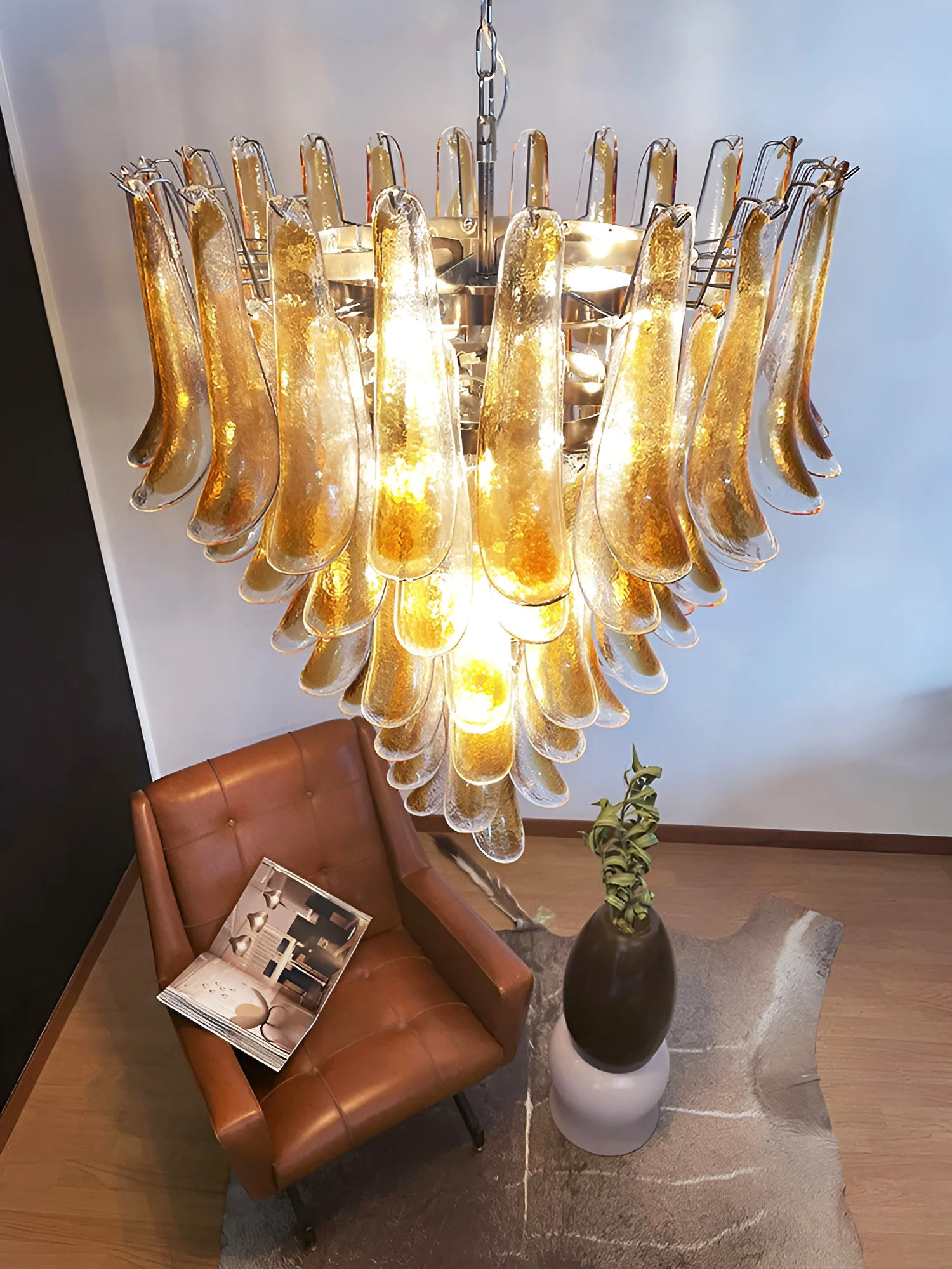 Murano Amber Glass Petals Chandelier - Nuvé