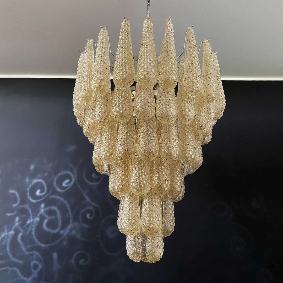 Vintage Amber Murano Glass Petals Drop Chandelier - Nuvé