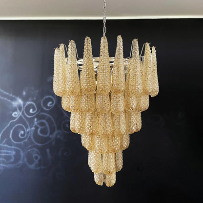 Vintage Amber Murano Glass Petals Drop Chandelier - Nuvé