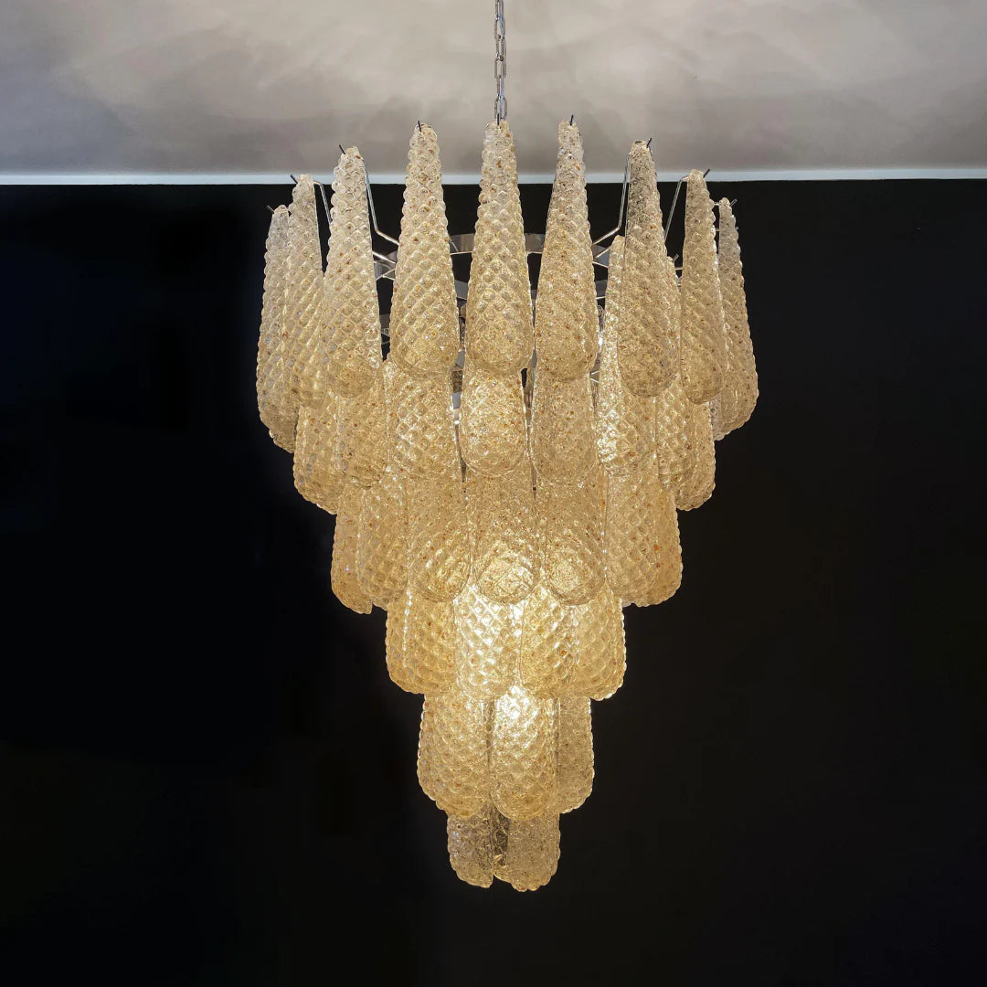 Vintage Amber Murano Glass Petals Drop Chandelier - Nuvé