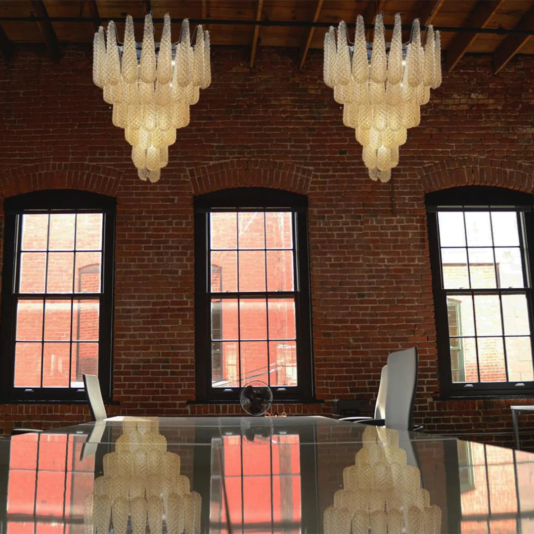 Vintage Amber Murano Glass Petals Drop Chandelier - Nuvé