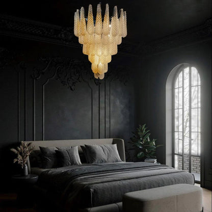Vintage Amber Murano Glass Petals Drop Chandelier - Nuvé