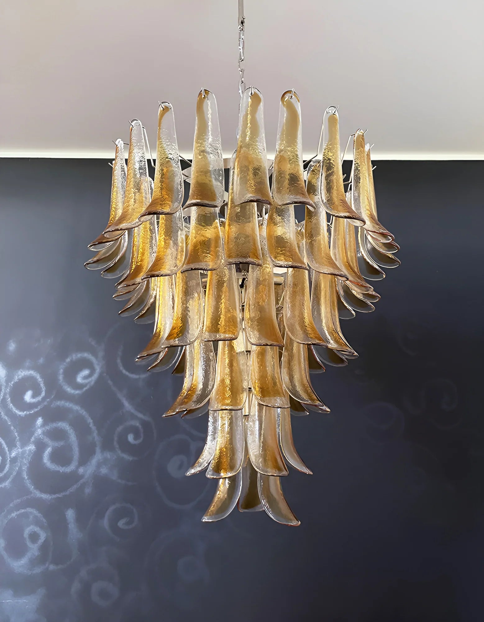 Murano Amber Glass Petals Chandelier - Nuvé