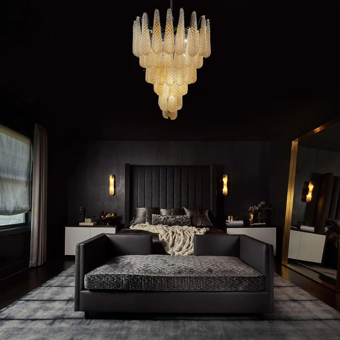 Vintage Amber Murano Glass Petals Drop Chandelier - Nuvé