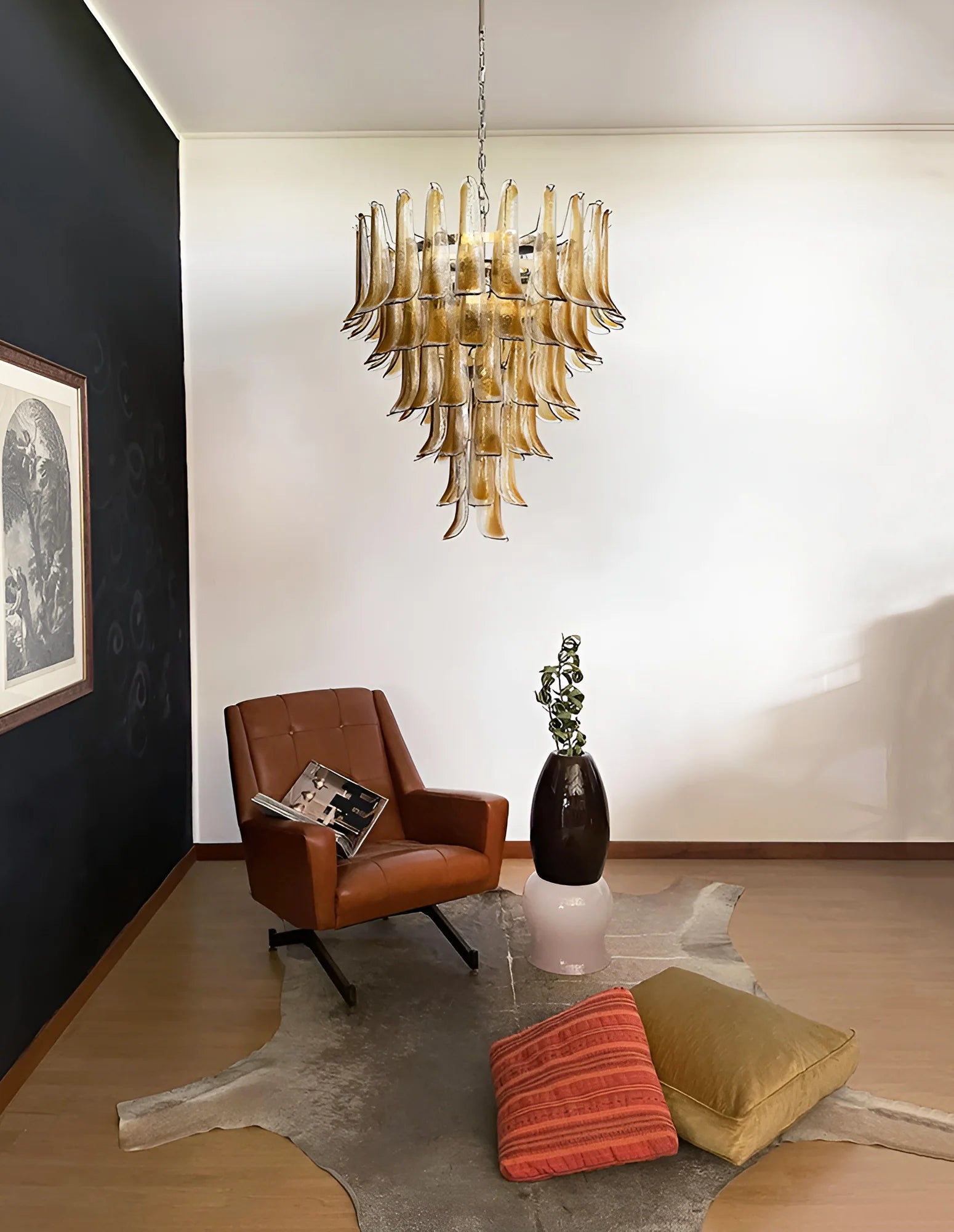 Murano Amber Glass Petals Chandelier - Nuvé