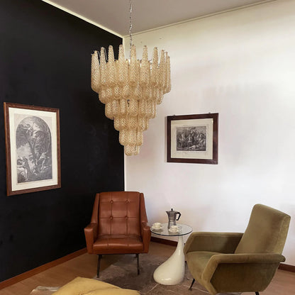 Vintage Amber Murano Glass Petals Drop Chandelier - Nuvé