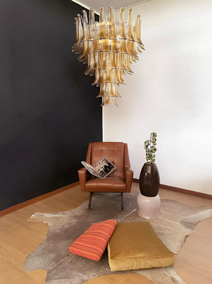 Murano Amber Glass Petals Chandelier - Nuvé