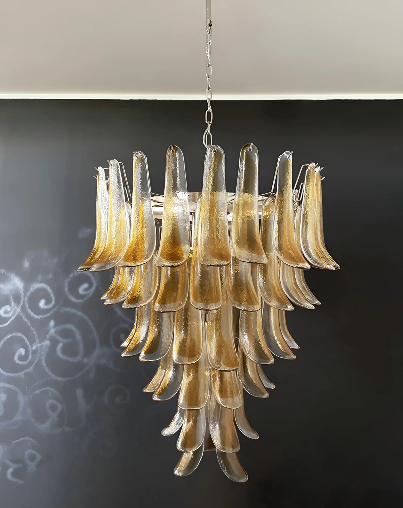 Murano Amber Glass Petals Chandelier - Nuvé