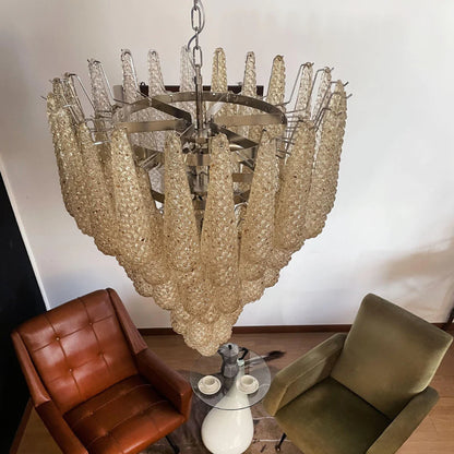 Vintage Amber Murano Glass Petals Drop Chandelier - Nuvé
