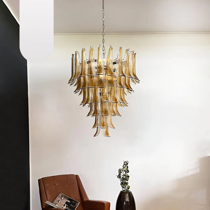 Murano Amber Glass Petals Chandelier - Nuvé
