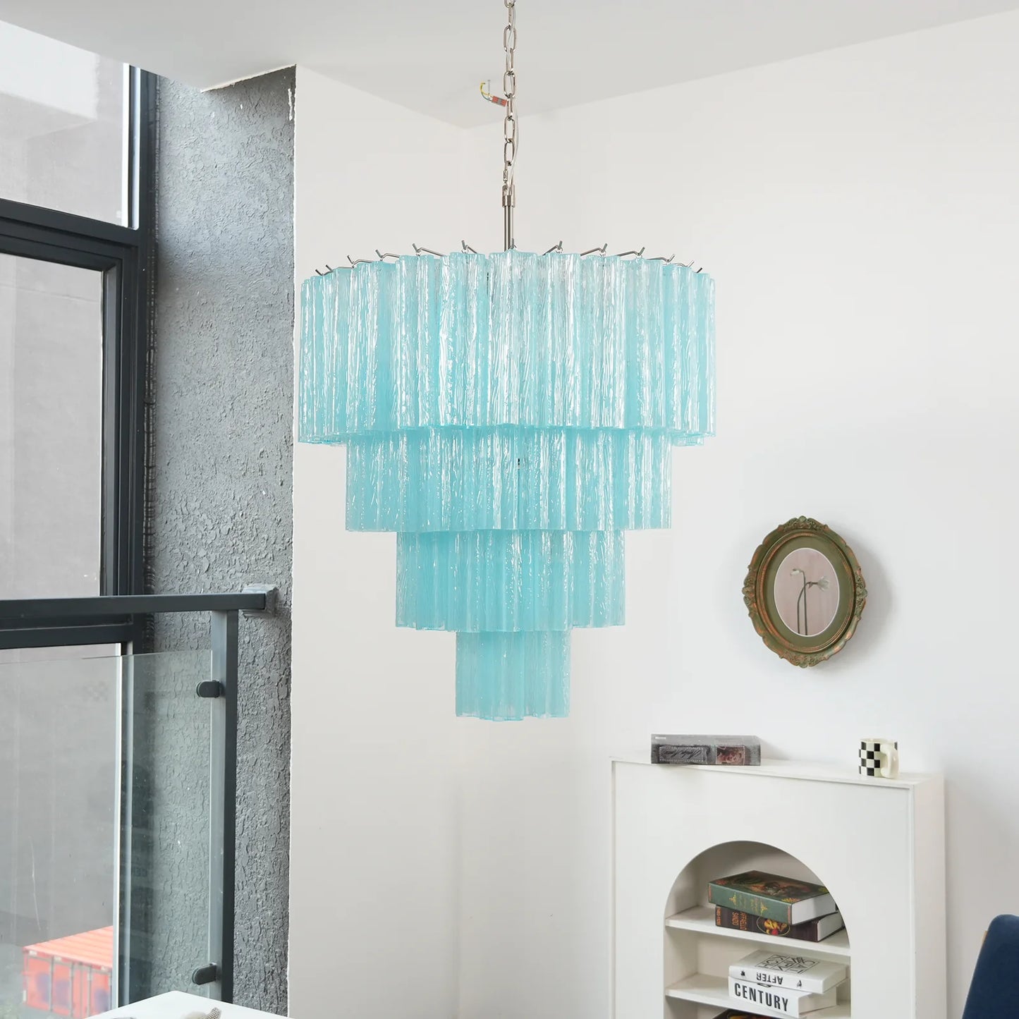 Murano Blue Glass Tubes Chandelier - Nuvé