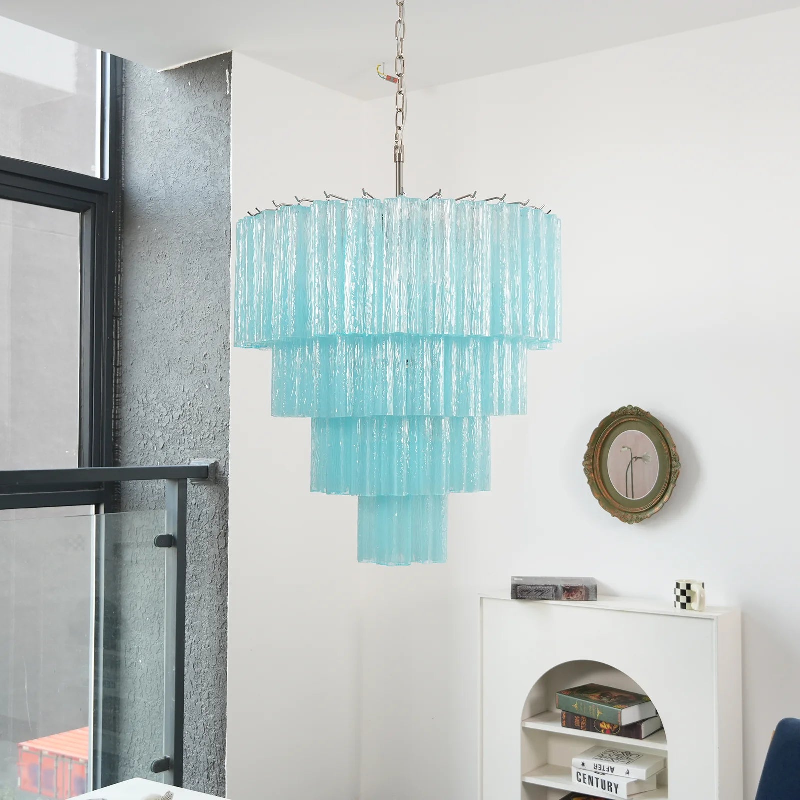 Murano Blue Glass Tubes Chandelier - Nuvé