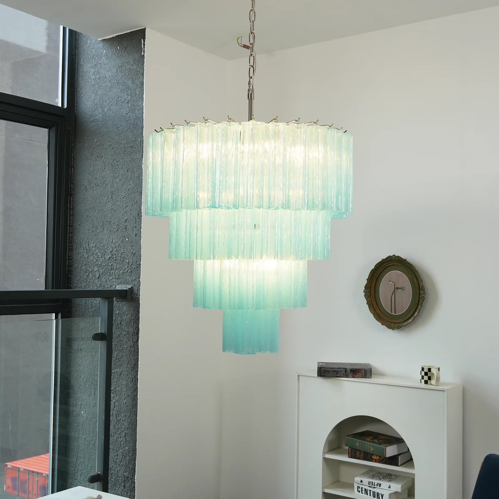 Murano Blue Glass Tubes Chandelier - Nuvé