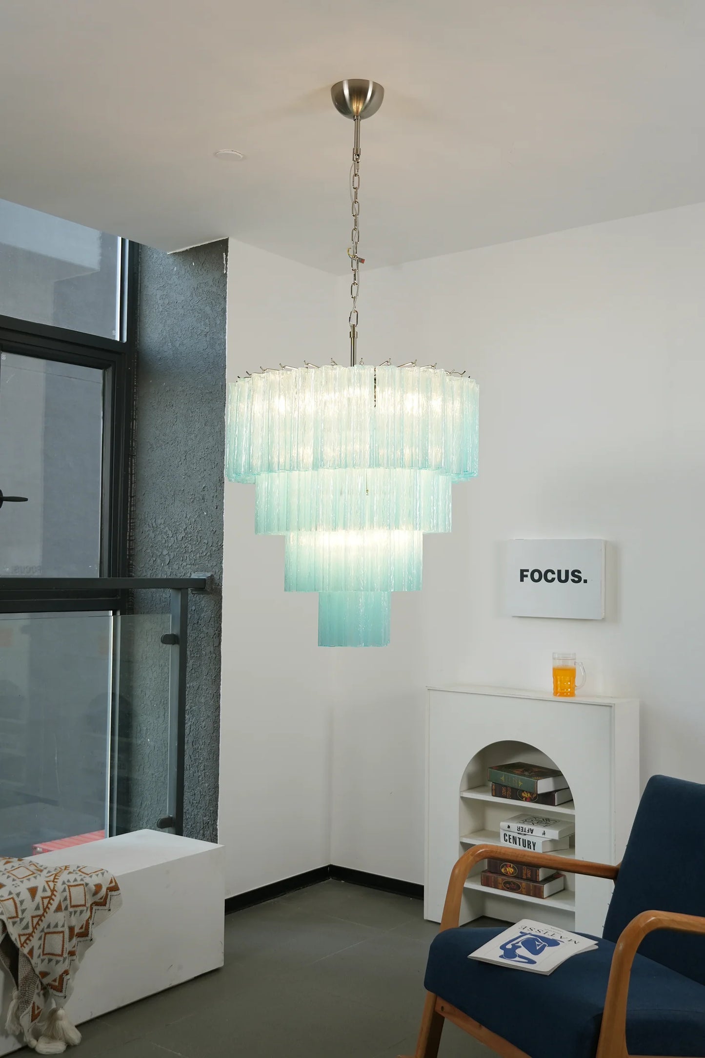 Murano Blue Glass Tubes Chandelier - Nuvé