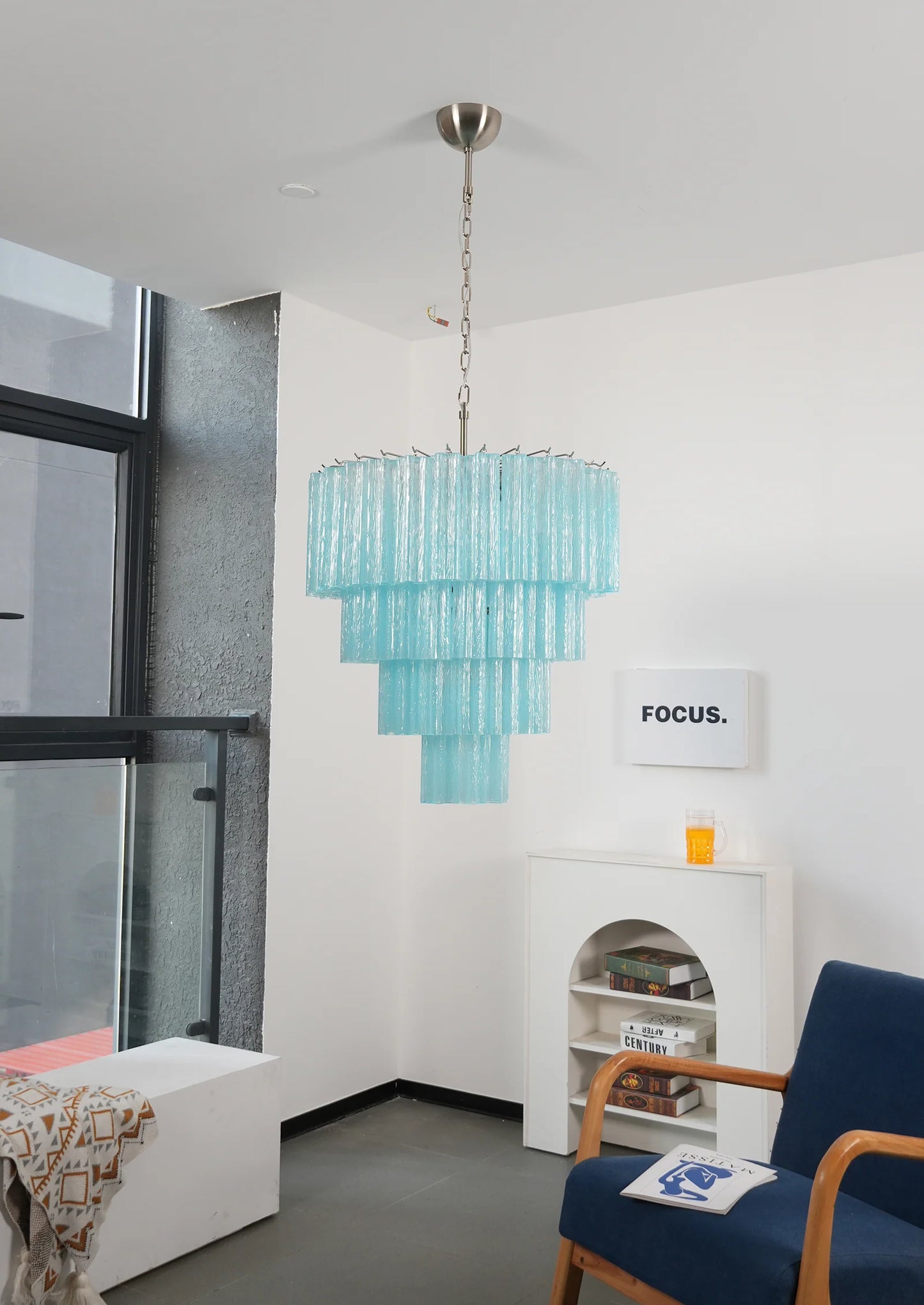 Murano Blue Glass Tubes Chandelier - Nuvé