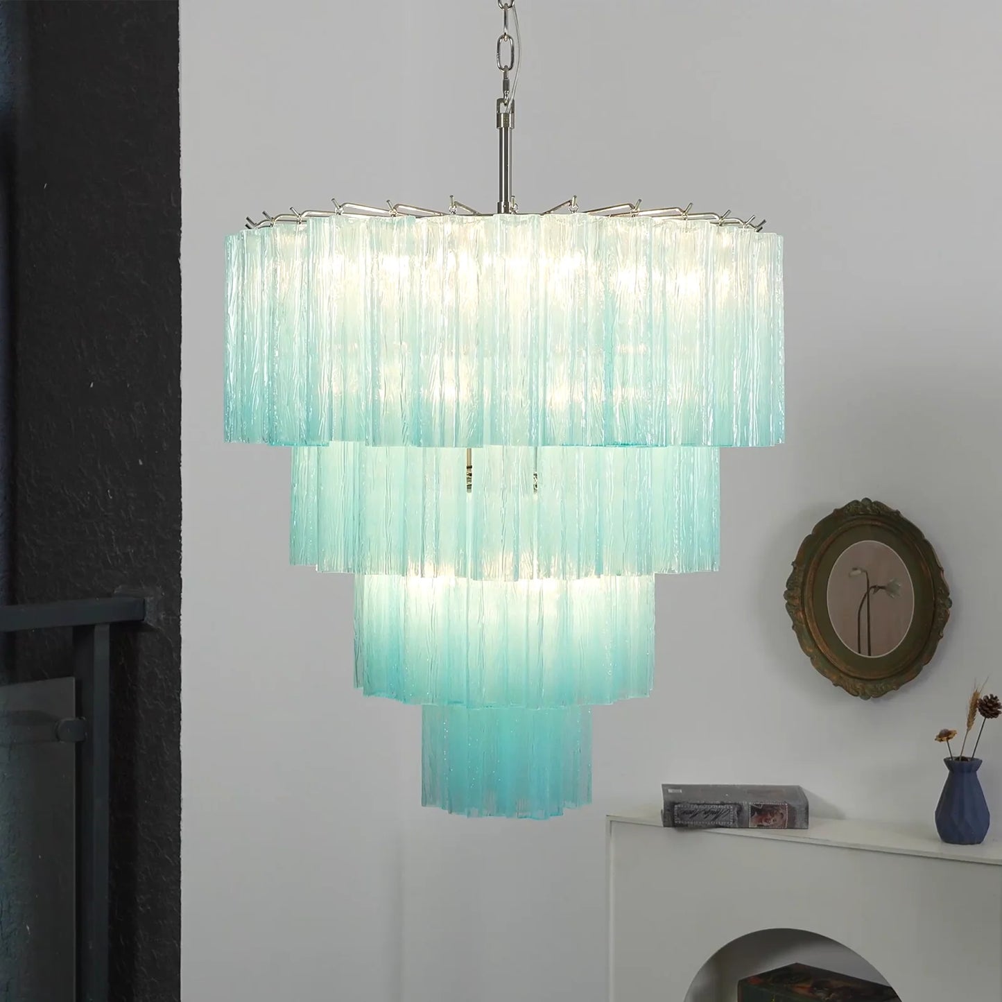 Murano Blue Glass Tubes Chandelier - Nuvé