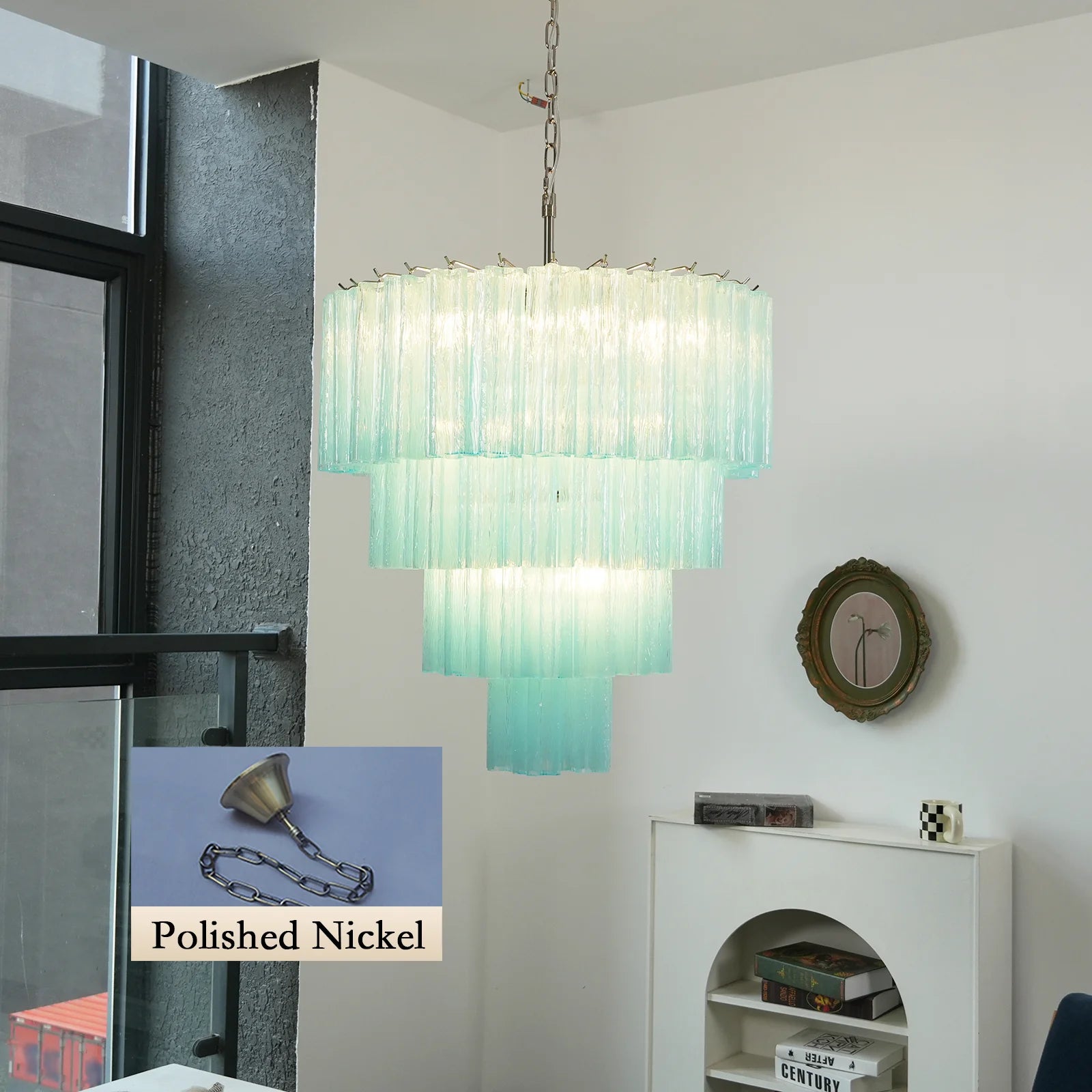 Murano Blue Glass Tubes Chandelier - Nuvé