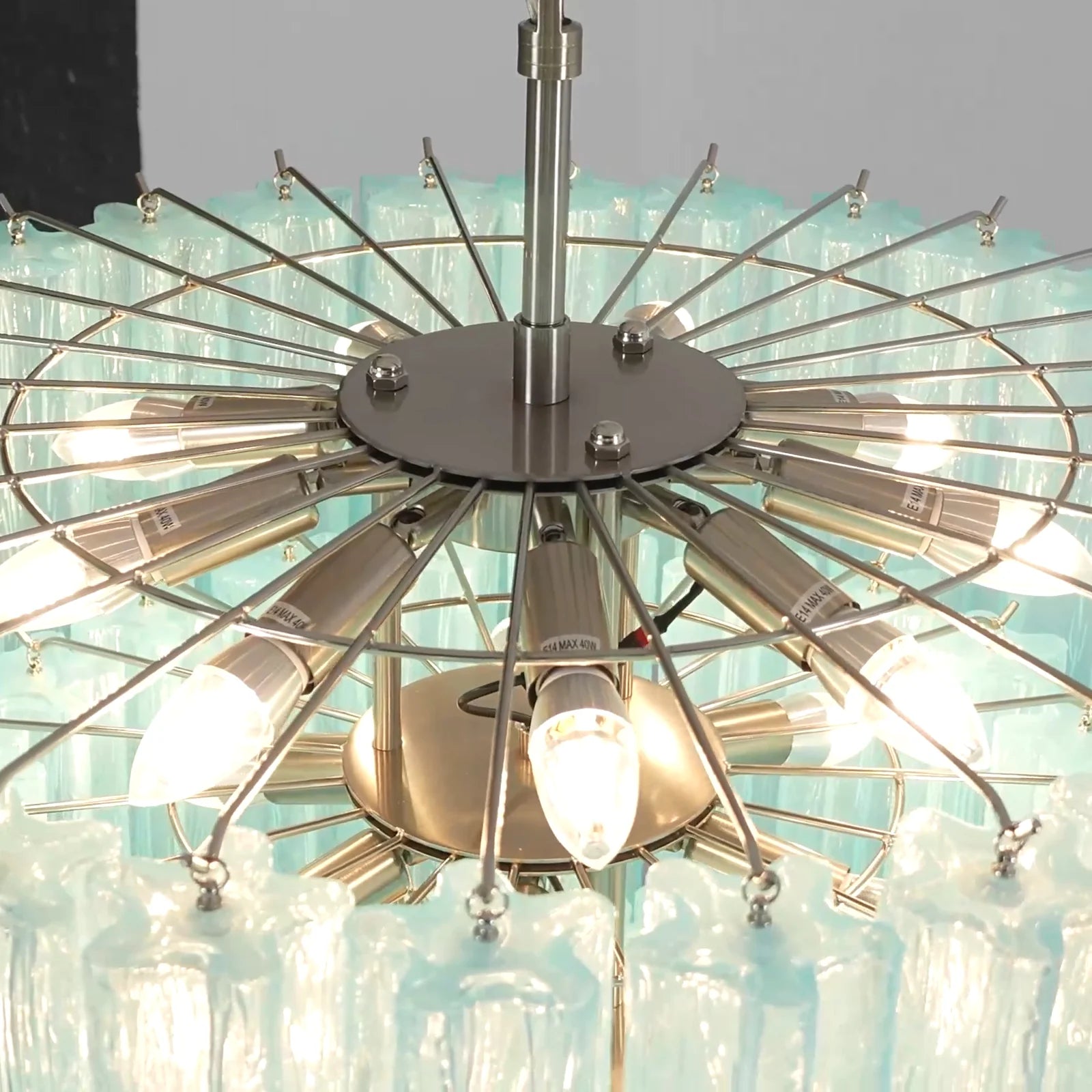 Murano Blue Glass Tubes Chandelier - Nuvé