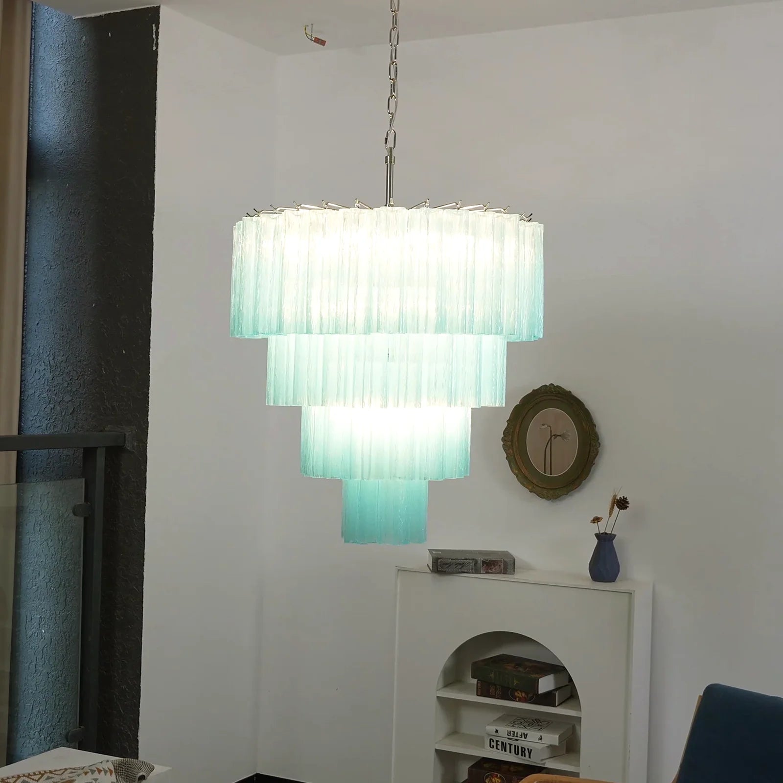 Murano Blue Glass Tubes Chandelier - Nuvé