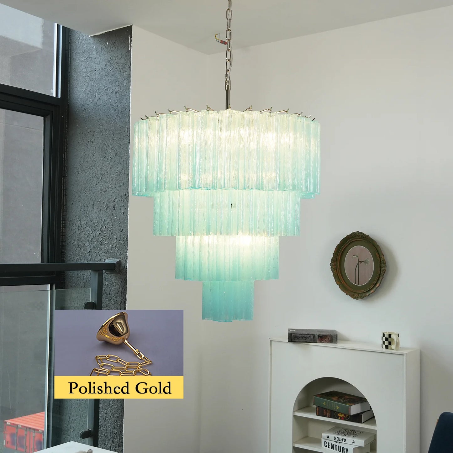 Murano Blue Glass Tubes Chandelier - Nuvé