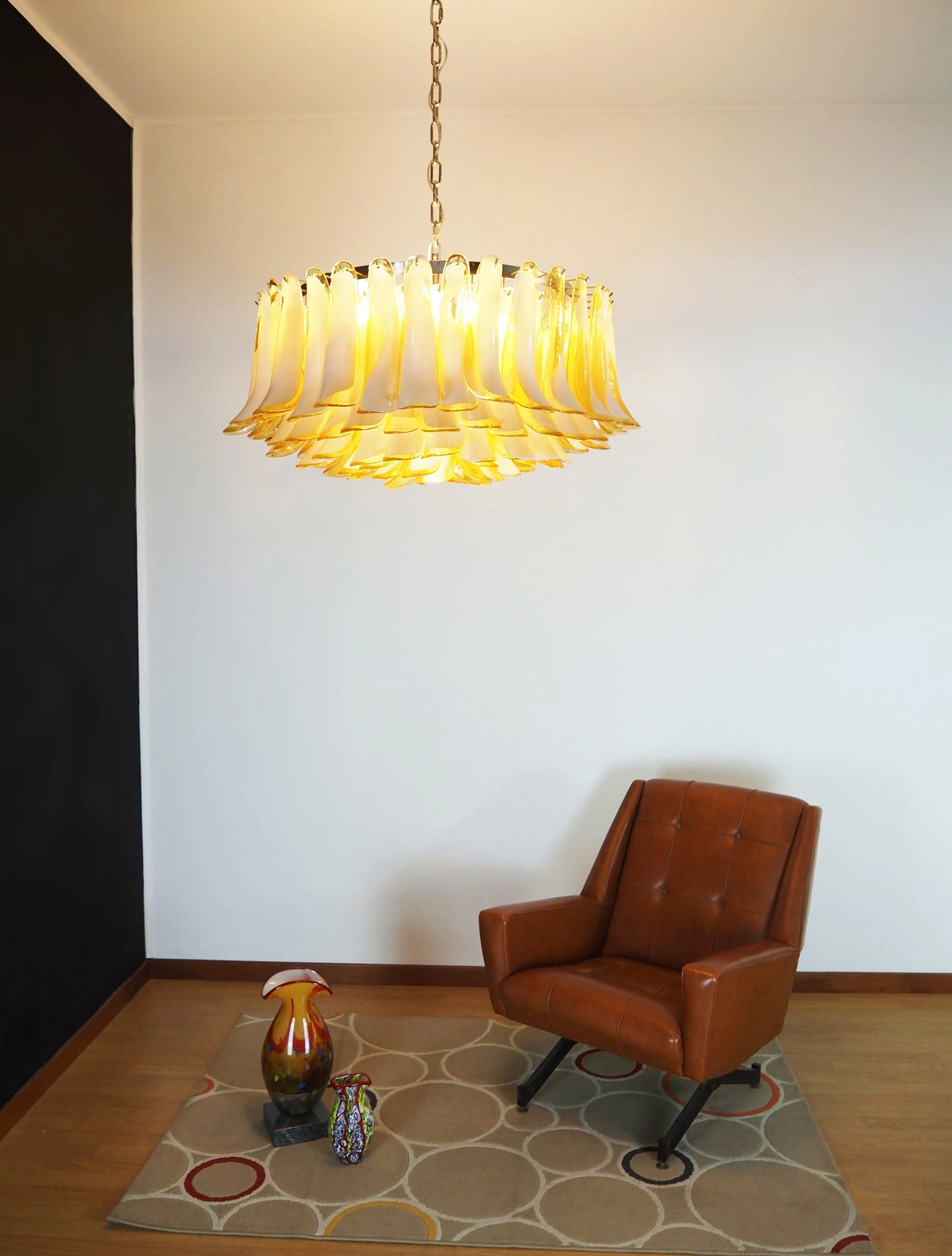 Murano Caramel Glass Petal Chandelier - Nuvé