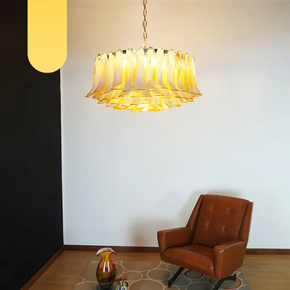 Murano Caramel Glass Petal Chandelier - Nuvé