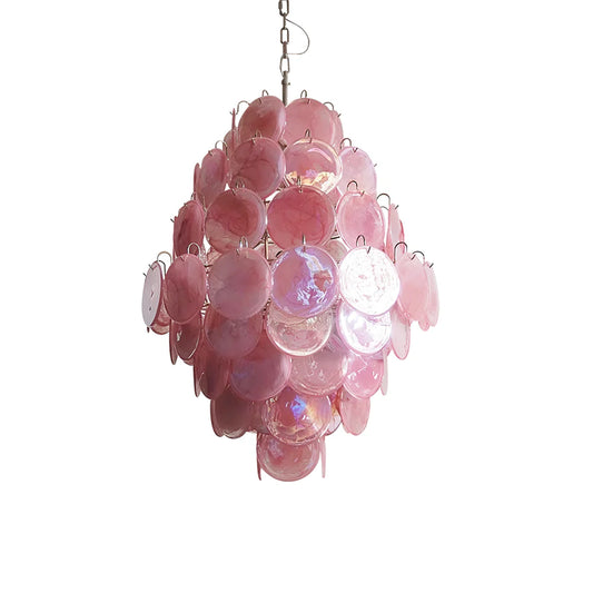 Huge Vintage Murano Pink Disks Chandelier - Nuvé