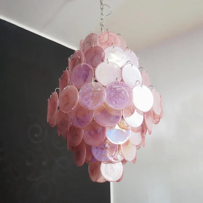 Huge Vintage Murano Pink Disks Chandelier - Nuvé
