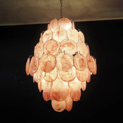 Huge Vintage Murano Pink Disks Chandelier - Nuvé
