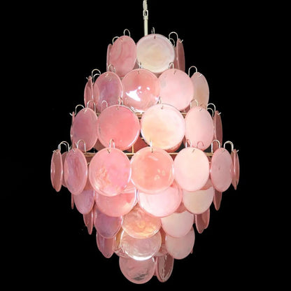 Huge Vintage Murano Pink Disks Chandelier - Nuvé