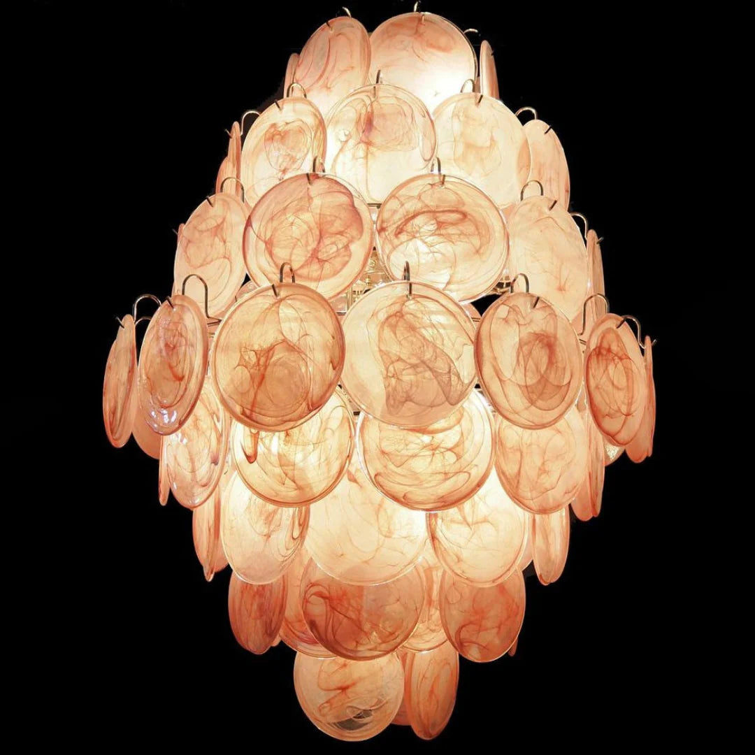 Huge Vintage Murano Pink Disks Chandelier - Nuvé