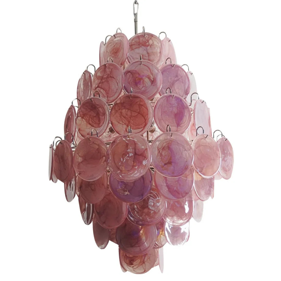 Huge Vintage Murano Pink Disks Chandelier - Nuvé
