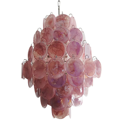 Huge Vintage Murano Pink Disks Chandelier - Nuvé