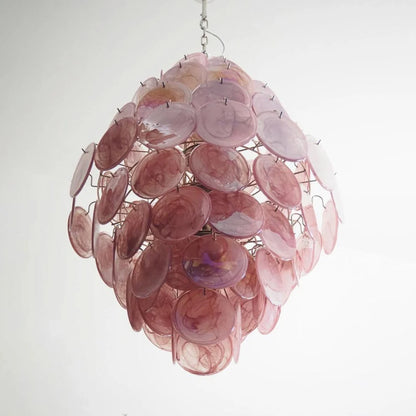 Huge Vintage Murano Pink Disks Chandelier - Nuvé