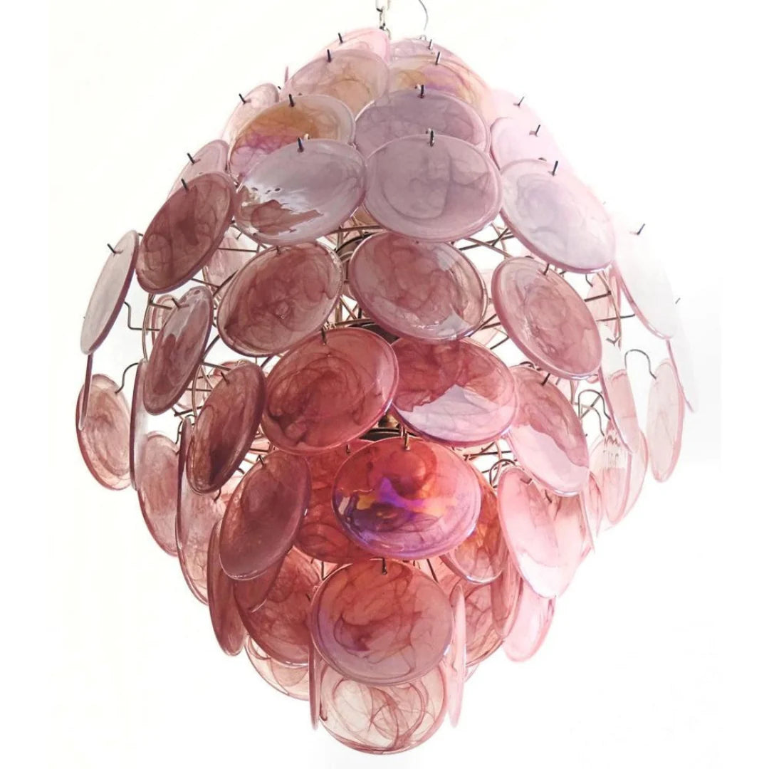 Huge Vintage Murano Pink Disks Chandelier - Nuvé