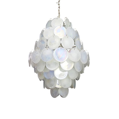 Huge Vintage Murano White Disks Chandelier - Nuvé