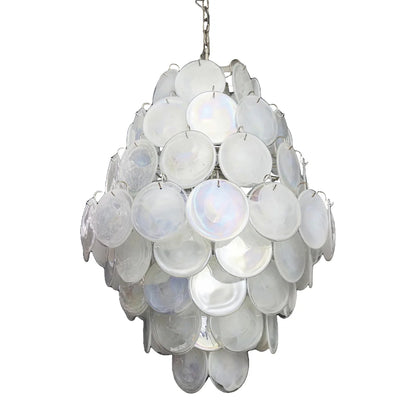 Huge Vintage Murano White Disks Chandelier - Nuvé
