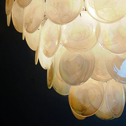 Huge Vintage Murano White Disks Chandelier - Nuvé