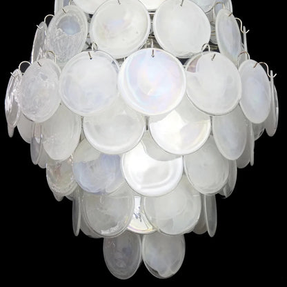 Huge Vintage Murano White Disks Chandelier - Nuvé