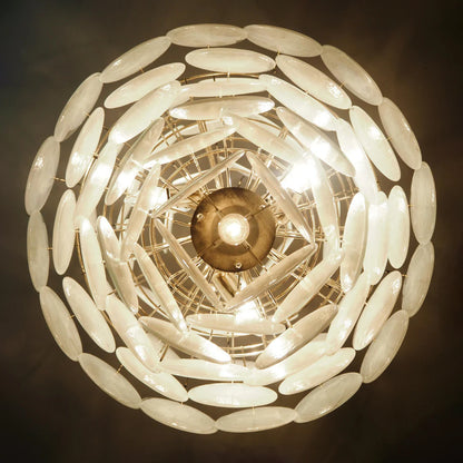 Huge Vintage Murano White Disks Chandelier - Nuvé