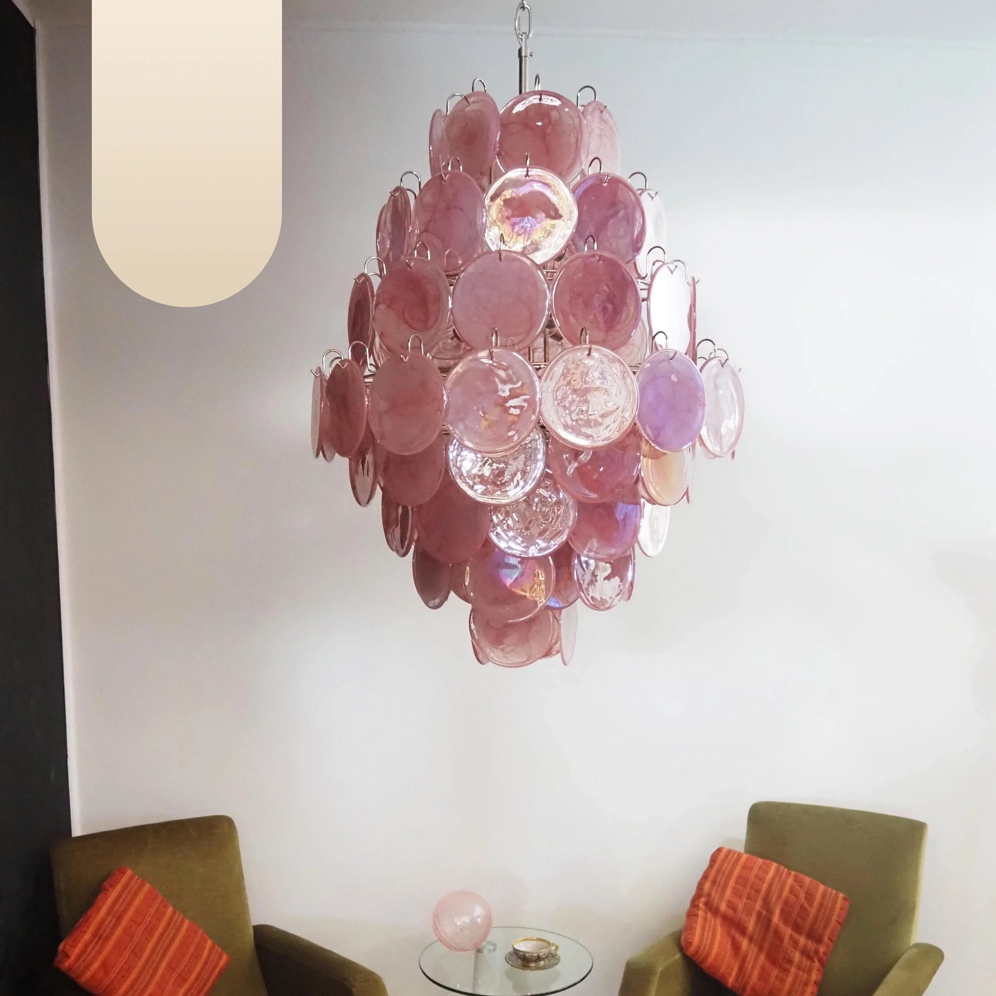 Huge Vintage Murano Pink Disks Chandelier - Nuvé