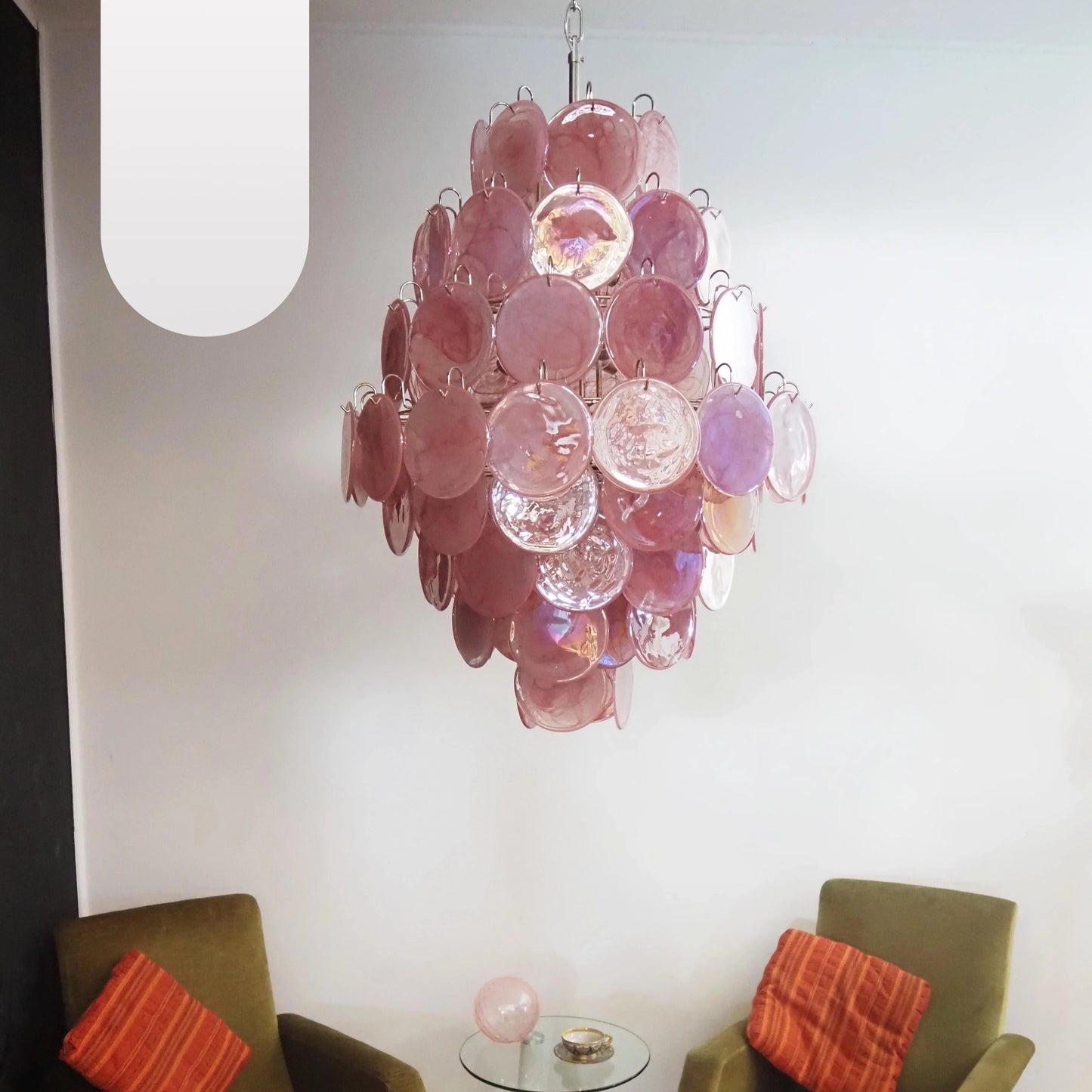 Huge Vintage Murano Pink Disks Chandelier - Nuvé