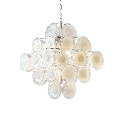 Murano Disc White Clear Glass Chandelier - Nuvé