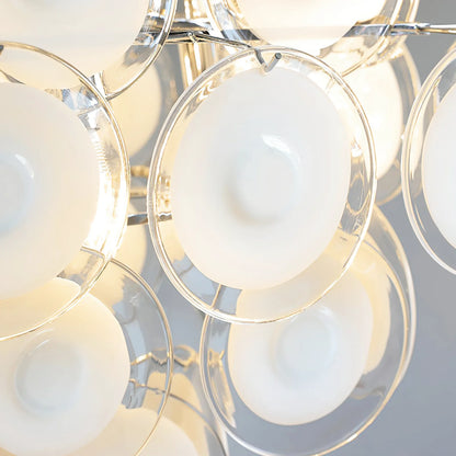 Murano Disc White Clear Glass Chandelier - Nuvé