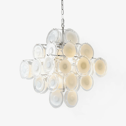 Murano Disc White Clear Glass Chandelier - Nuvé
